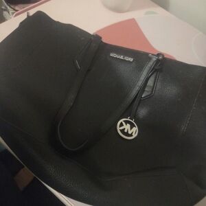 Michael Kors Kimberly Large Leather Top Zip Bonded Tote Solid Black